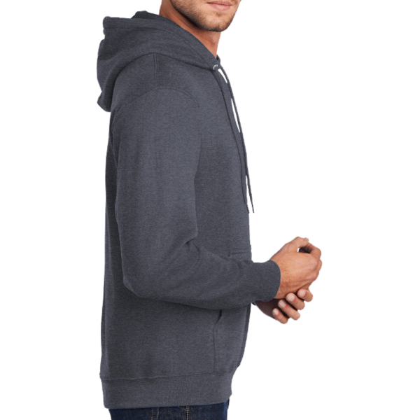 Port & Co Tall Core Fleece Pullover Hooded Sweatshirt, Heather Navy, Right Sleeve view