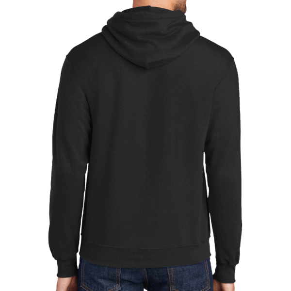 Port & Co Tall Core Fleece Pullover Hooded Sweatshirt, Jet Black, Back view
