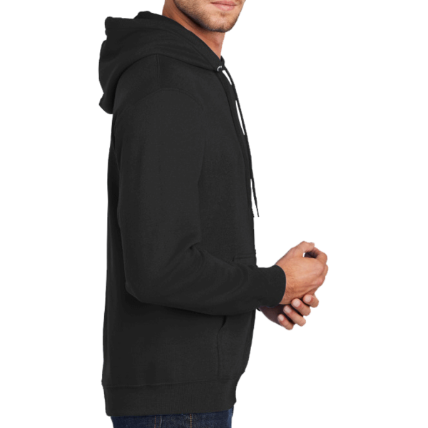 Port & Co Tall Core Fleece Pullover Hooded Sweatshirt, Jet Black, Right Sleeve view