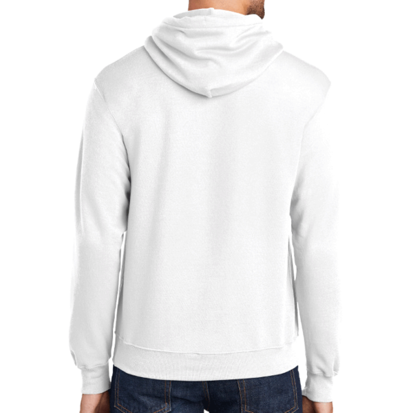 Port & Co Tall Core Fleece Pullover Hooded Sweatshirt, White, Back view