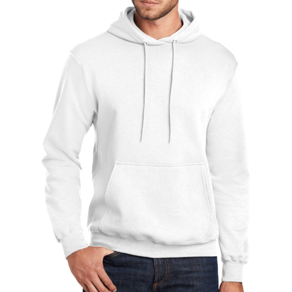 Port & Co Tall Core Fleece Pullover Hooded Sweatshirt, White, Front view