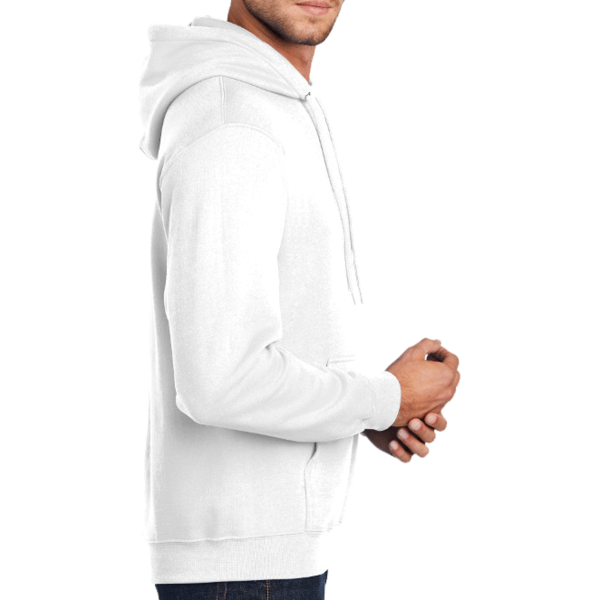 Port & Co Tall Core Fleece Pullover Hooded Sweatshirt, White, Right Sleeve view