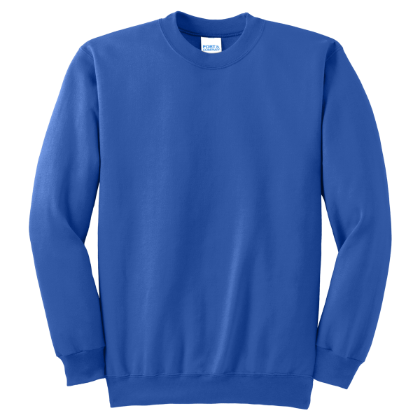 Port & Co Tall Essential Fleece Crewneck Sweatshirt, Royal, Front view