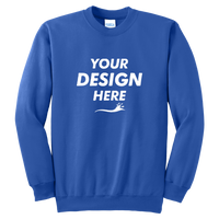 Port & Co Tall Essential Fleece Crewneck Sweatshirt, Royal, Front view, Mockup