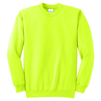 Port & Co Tall Essential Fleece Crewneck Sweatshirt, Safety Green, Front view