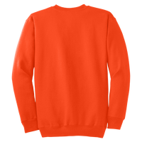 Port & Co Tall Essential Fleece Crewneck Sweatshirt, Safety Orange, Back view