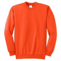 Port & Co Tall Essential Fleece Crewneck Sweatshirt, Safety Orange, Front view