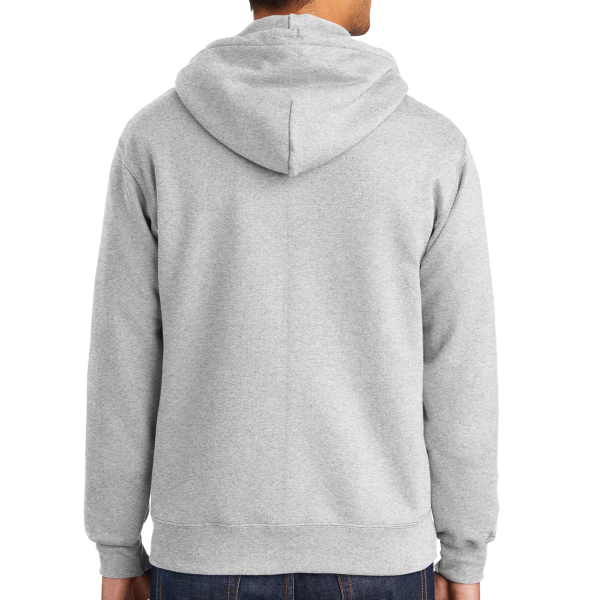 Port & Co Tall Essential Fleece Full Zip Hooded Sweatshirt, Ash, Back view