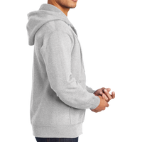 Port & Co Tall Essential Fleece Full Zip Hooded Sweatshirt, Ash, Right Sleeve view
