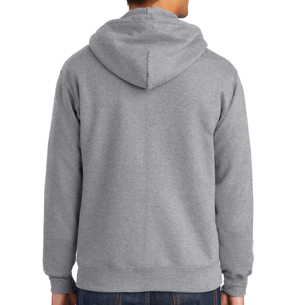 Port & Co Tall Essential Fleece Full Zip Hooded Sweatshirt, Athletic Heather, Back view