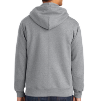 Port & Co Tall Essential Fleece Full Zip Hooded Sweatshirt, Athletic Heather, Back view