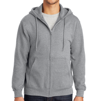Port & Co Tall Essential Fleece Full Zip Hooded Sweatshirt, Athletic Heather, Front view