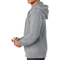Port & Co Tall Essential Fleece Full Zip Hooded Sweatshirt, Athletic Heather, Left Sleeve view