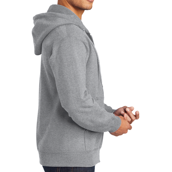 Port & Co Tall Essential Fleece Full Zip Hooded Sweatshirt, Athletic Heather, Right Sleeve view