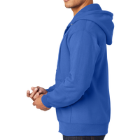 Port & Co Tall Essential Fleece Full Zip Hooded Sweatshirt, Royal, Left Sleeve view