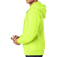 Port & Co Tall Essential Fleece Full Zip Hooded Sweatshirt, Safety Green, Left Sleeve view