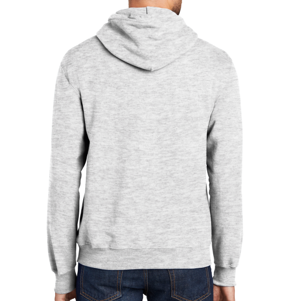 Port & Co Tall Essential Fleece Pullover Hooded Sweatshirt, Ash, Back view