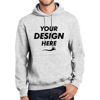 Port & Co Tall Essential Fleece Pullover Hooded Sweatshirt, Ash, Front view, Mockup