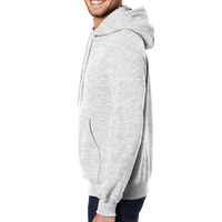 Port & Co Tall Essential Fleece Pullover Hooded Sweatshirt, Ash, Left Sleeve view