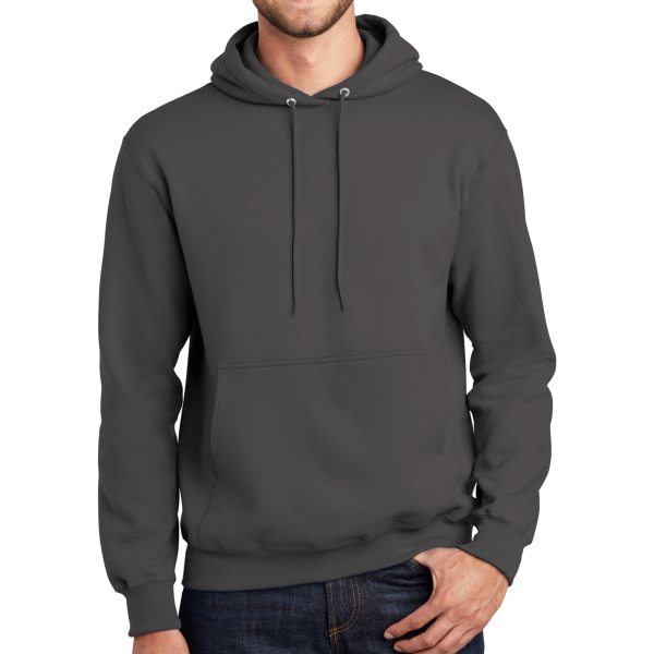 Port & Co Tall Essential Fleece Pullover Hooded Sweatshirt, Charcoal, Front view