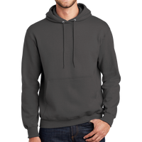Port & Co Tall Essential Fleece Pullover Hooded Sweatshirt, Charcoal, Front view