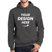 Port & Co Tall Essential Fleece Pullover Hooded Sweatshirt, Charcoal, Front view, Mockup