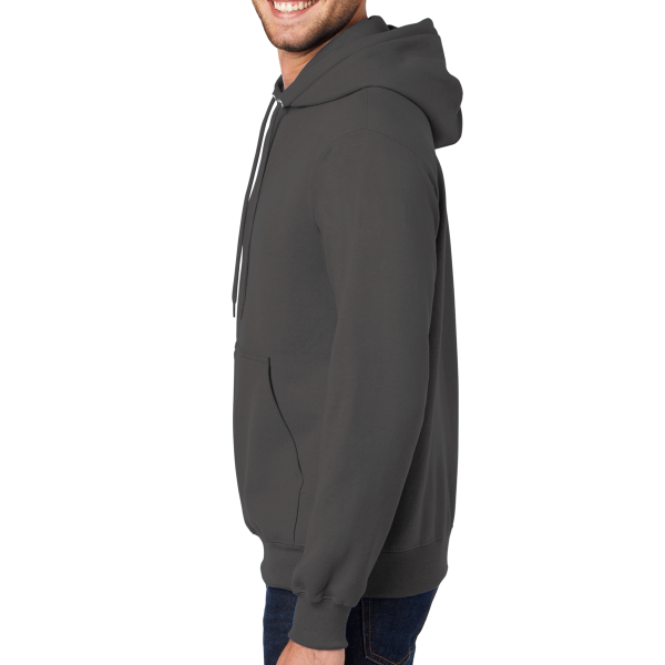Port & Co Tall Essential Fleece Pullover Hooded Sweatshirt, Charcoal, Left Sleeve view