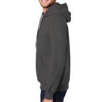 Port & Co Tall Essential Fleece Pullover Hooded Sweatshirt, Charcoal, Left Sleeve view