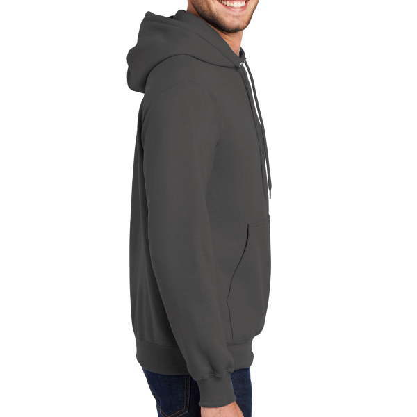 Port & Co Tall Essential Fleece Pullover Hooded Sweatshirt, Charcoal, Right Sleeve view