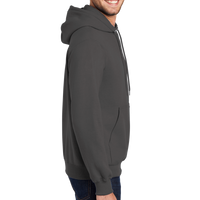 Port & Co Tall Essential Fleece Pullover Hooded Sweatshirt, Charcoal, Right Sleeve view