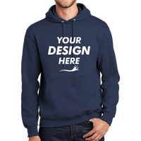Port & Co Tall Essential Fleece Pullover Hooded Sweatshirt, Navy, Front view, Mockup