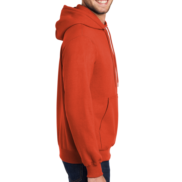 Port & Co Tall Essential Fleece Pullover Hooded Sweatshirt, Orange, Right Sleeve view