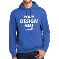 Port & Co Tall Essential Fleece Pullover Hooded Sweatshirt, Royal, Front view, Mockup