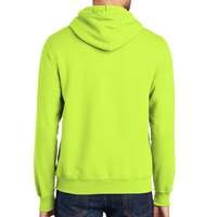 Port & Co Tall Essential Fleece Pullover Hooded Sweatshirt, Safety Green, Back view