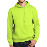 Port & Co Tall Essential Fleece Pullover Hooded Sweatshirt, Safety Green, Front view