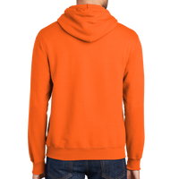 Port & Co Tall Essential Fleece Pullover Hooded Sweatshirt, Safety Orange, Back view