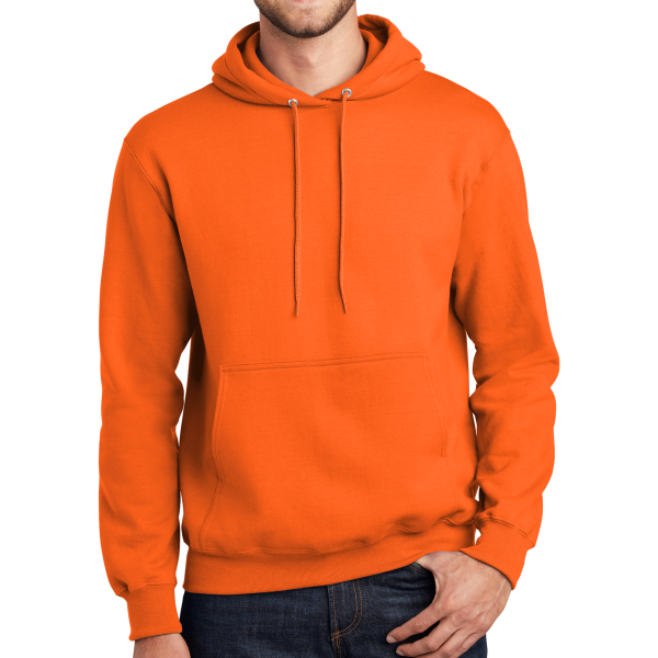 Port & Co Tall Essential Fleece Pullover Hooded Sweatshirt, Safety Orange, Front view