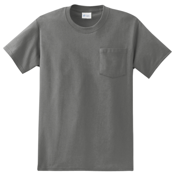 Port & Co Tall Essential Pocket Tee, Charcoal, Front view