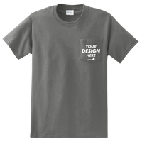 Port & Co Tall Essential Pocket Tee, Charcoal, Front view, Mockup