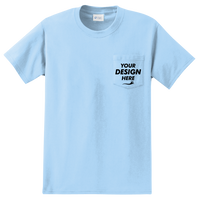 Port & Co Tall Essential Pocket Tee, Light Blue, Front view, Mockup
