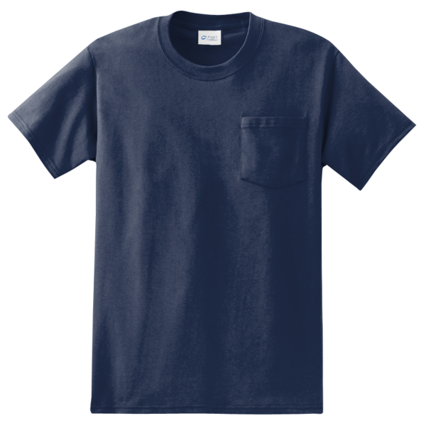 Port & Co Tall Essential Pocket Tee, Navy, Front view