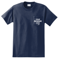 Port & Co Tall Essential Pocket Tee, Navy, Front view, Mockup