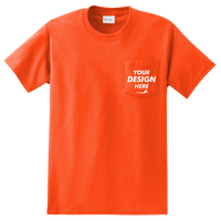 Port & Co Tall Essential Pocket Tee, Orange, Front view, Mockup
