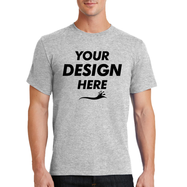 Port & Co Tall Essential Tee, Ash, Front view, Mockup