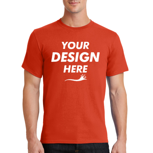 Port & Co Tall Essential Tee, Orange, Front view, Mockup