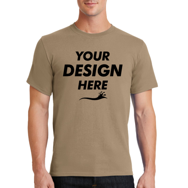 Port & Co Tall Essential Tee, Sand, Front view, Mockup