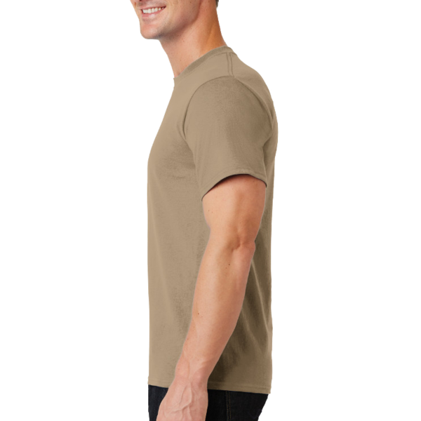 Port & Co Tall Essential Tee, Sand, Left Sleeve view