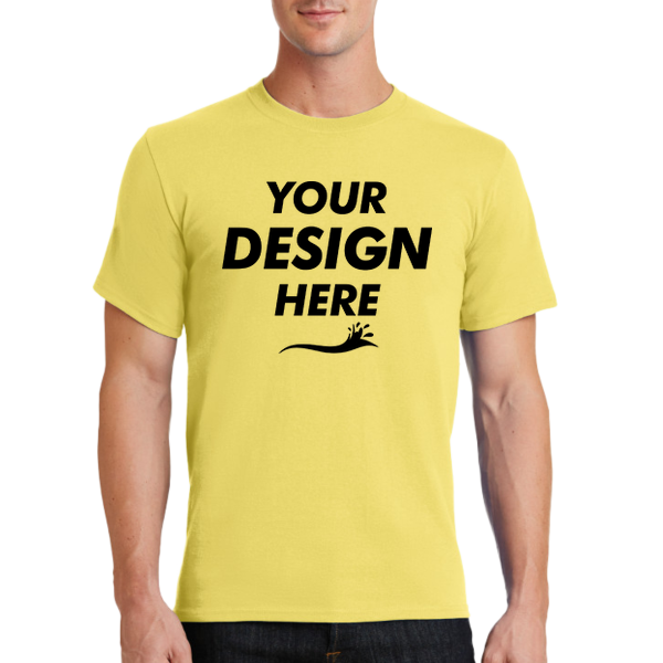 Port & Co Tall Essential Tee, Yellow, Front view, Mockup
