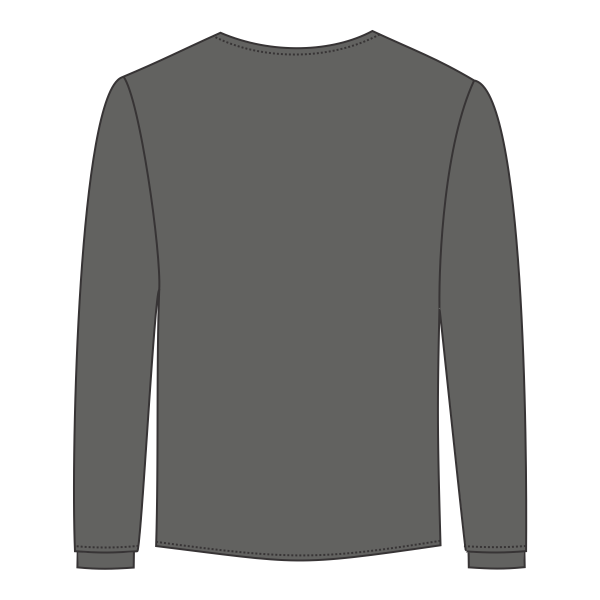 Port & Co Tall Long Sleeve Essential Pocket Tee, Charcoal, Back view