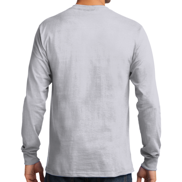 Port & Co Tall Long Sleeve Essential Tee, Ash, Back view